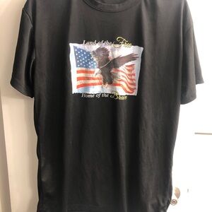 Gildan Black T-Shirt with Eagle and Flag Design